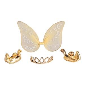 Fancy Nancy Doll Accessories Set Royalty Gold Slippers Tiara Fairy Wings Fit 13"